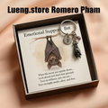 Emotional Support Bat Keychain, Vintage Bat Pendant with Encouragement Verse Card, Inspirational Gift for Friends