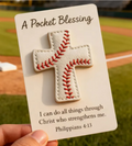 Baseball Cross Blessing Card,Pocket Blessing Baseball Cross,Christian Stitch Cross Token with Verse Card, Faith Gift for Sports Lovers