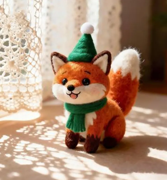 Handmade Needle Felted Wool Fox Figurine, Woodland Decor
