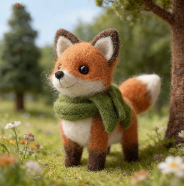 Handmade Needle Felted Fox Figurine, Wool Felt Animal Statue, Woodland Nursery Decor, Cute Handmade Woodland Animal Gift