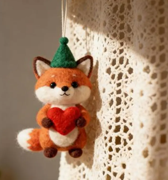Handmade Needle Felted Wool Fox Figurine, Woodland Decor