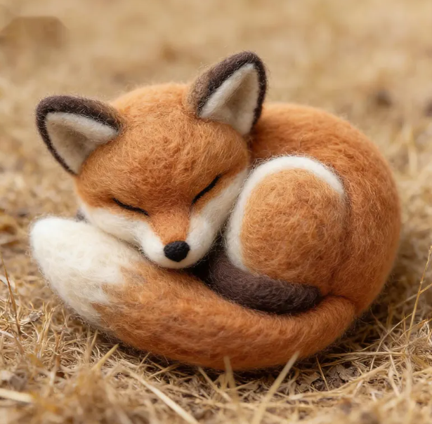 Handmade Needle Felted Fox Figurine, Wool Felt Animal Statue, Woodland Nursery Decor, Cute Handmade Woodland Animal Gift