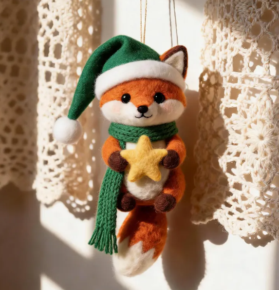 Handmade Needle Felted Wool Fox Figurine, Woodland Decor