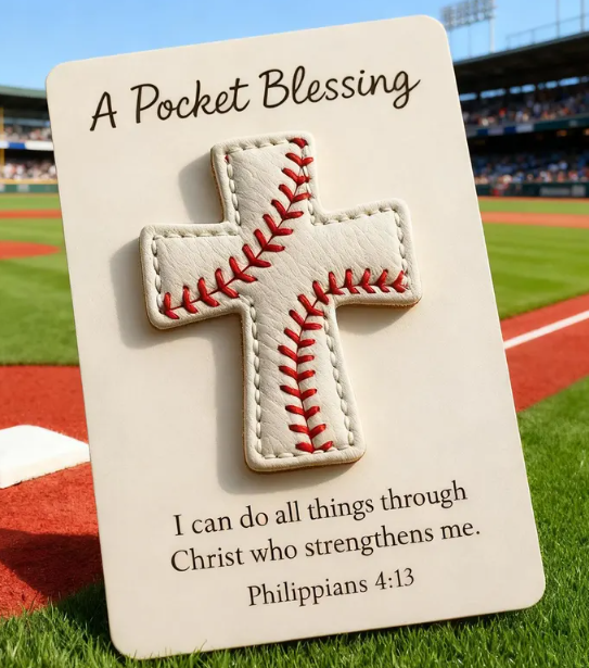 Baseball Cross Blessing Card,Pocket Blessing Baseball Cross,Christian Stitch Cross Token with Verse Card, Faith Gift for Sports Lovers