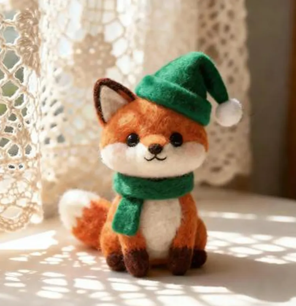 Handmade Needle Felted Wool Fox Figurine, Woodland Decor