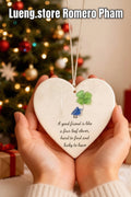 Heart-Shaped Sea Glass Ceramic Friendship Ornament, Friendship Heart Keepsake, Christmas Tree Hanging